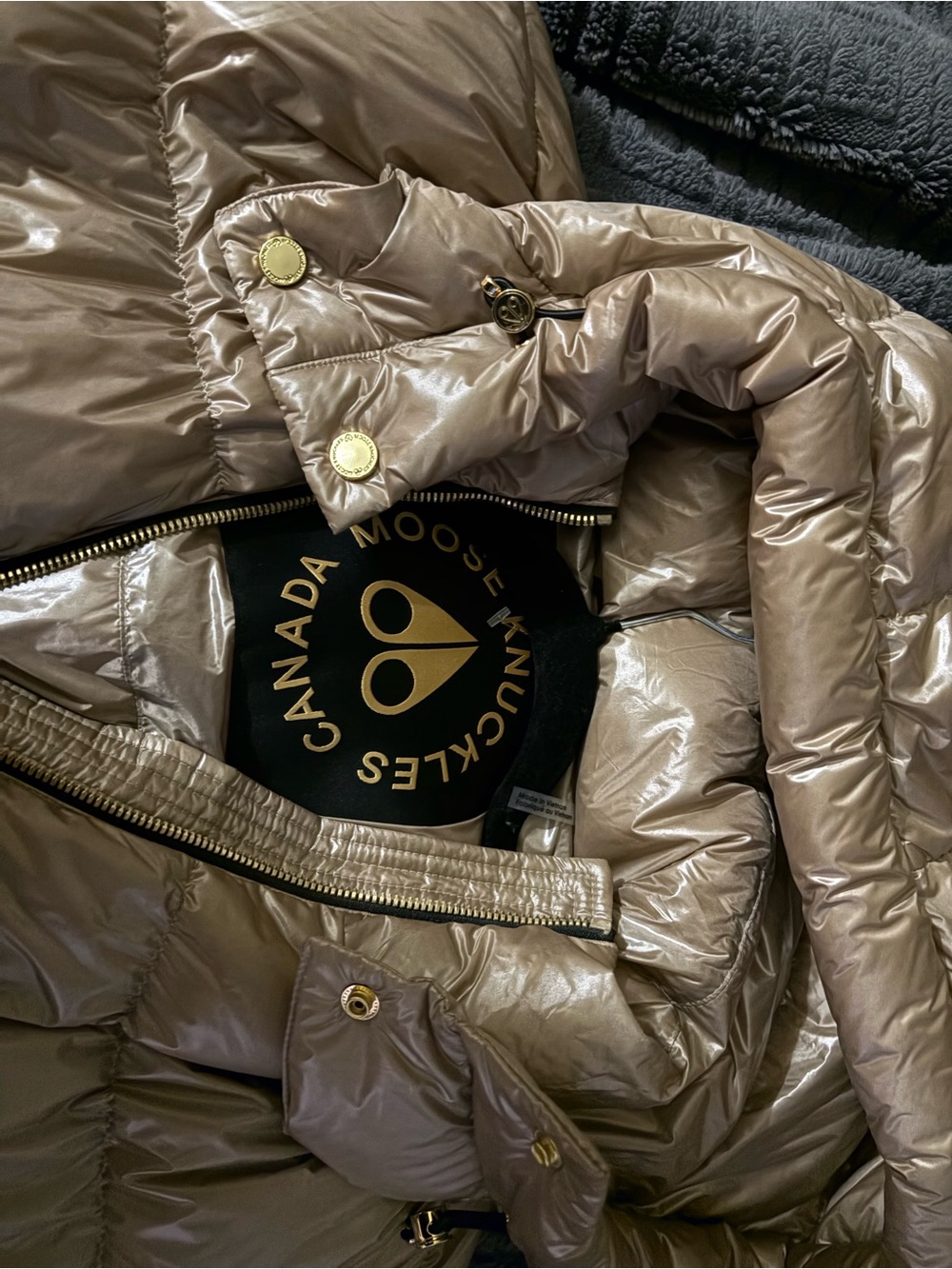 Canada Goose Women's Metallic Taupe-Gray Shiny Puffer Coat